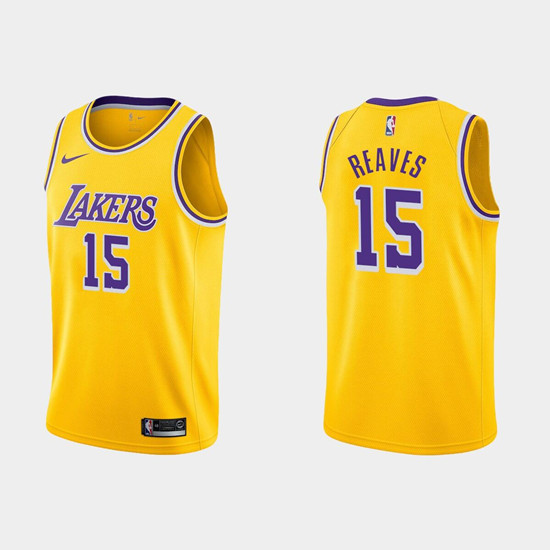 Men's Los Angeles Lakers #15 Austin Reaves Yellow Stitched Jersey